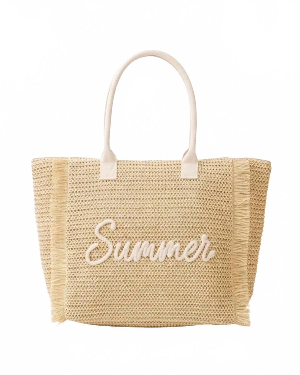NEW JOIA women's summer embroidered tote bag in beige